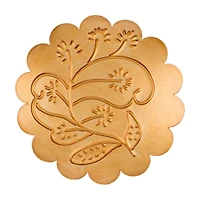 Gold Metal Tray with Floral Pattern