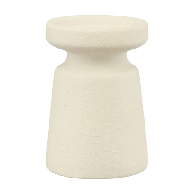 Ceramic Candle Holder, White, 6 in