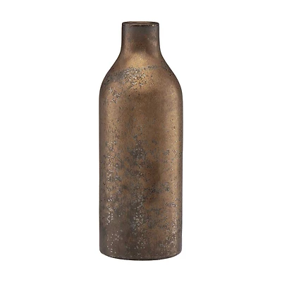 Ceramic Vase with Brass Texture, 11 in