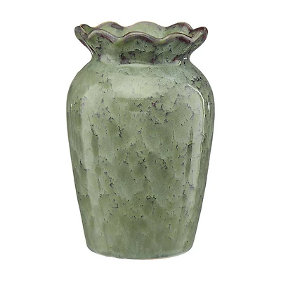 Ceramic Green Vase, 7 in