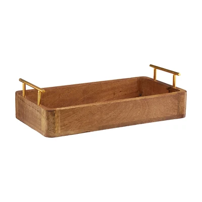 Wood Serving Tray with Gold Handles, 15 in