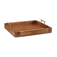 Wood Serving Tray with Gold Handles, 18 in