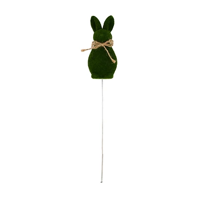 Easter Bunny Green Flocked Floral Pick, 11 in