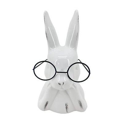 Ceramic Easter Bunny with Glasses, 7 in, 2 Assorted Colors