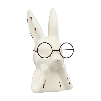 Ceramic Easter Bunny with Glasses, 7 in, 2 Assorted Colors