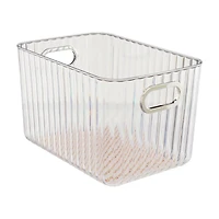 Plastic Storage Bin, Pink Floral Stripe, Small