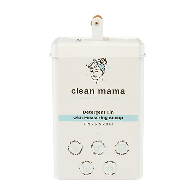 Clean Mama Detergent Tin with Wooden Handle