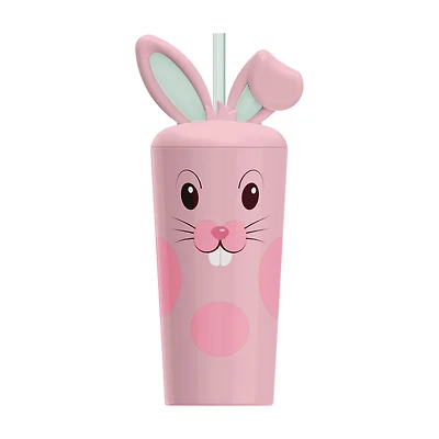 Tapered Pink Bunny Tumbler, 18 oz