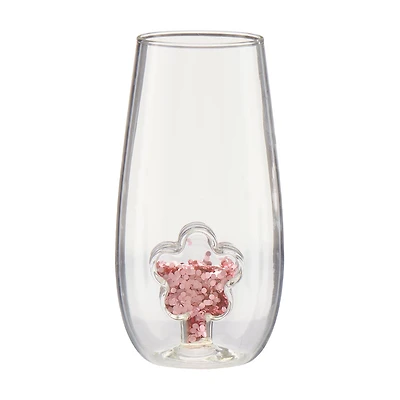 Flute Glass with Glitter Flower