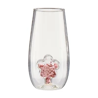 Flute Glass with Glitter Flower