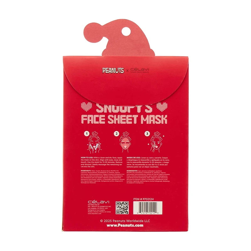 Celavi Peanuts Snoopy's Face Sheet Mask, 5 pk