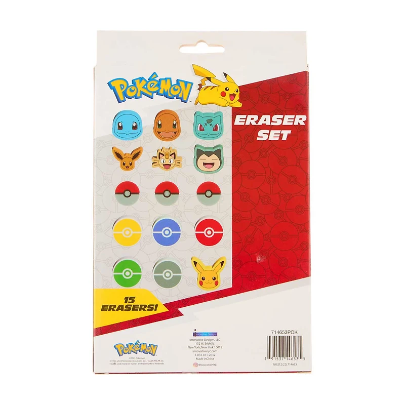 Pokemon Eraser Set, 15 pk
