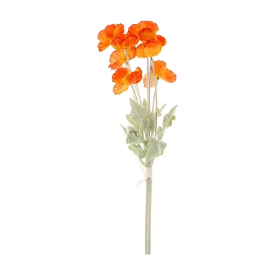 Artificial Orange Poppy Stem