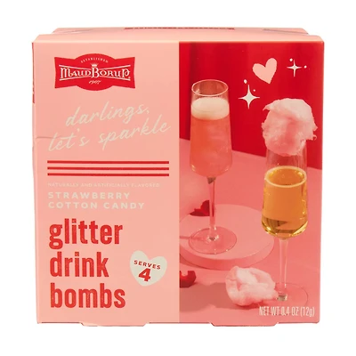 Maud Borup Glitter Drinks Bombs, Strawberry Cotton Candy, 4 ct