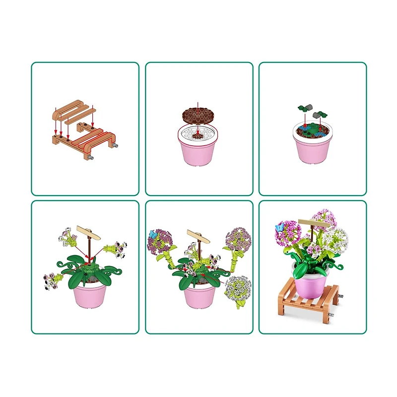 MAX Build More Premium Garden Building Bricks Collection by ZURU (Hydrangea Macrophylla)