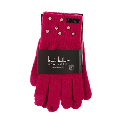 Nicole Miller Sequin Ladies Gloves, Pink