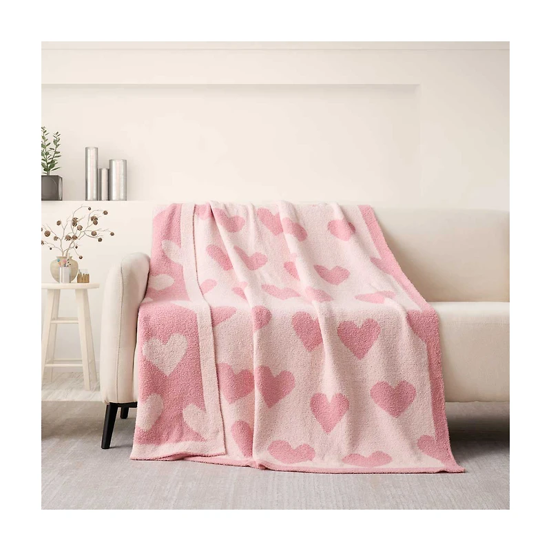 Snuggle Knit Throw, Pink, 50 in x 60 in