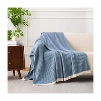 Everyday Waffle Throw, Blue, 50 in x 60 in