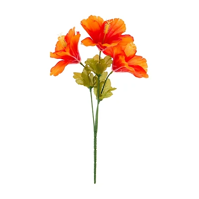 Artificial Orange Hibiscus Bushel