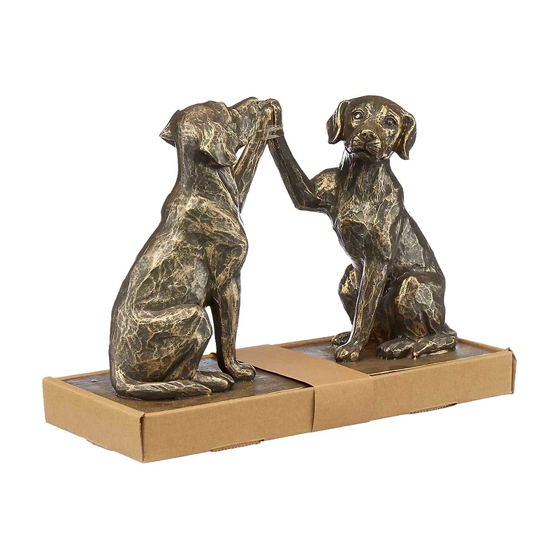 Bronzed Dog Bookends, Set of 2