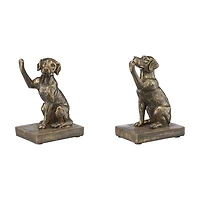 Bronzed Dog Bookends, Set of 2