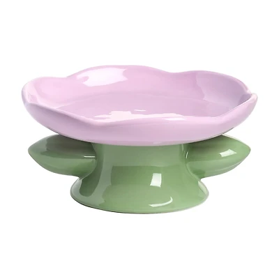 Ceramic Flower Elevated Pet Dish, 0.5 cp