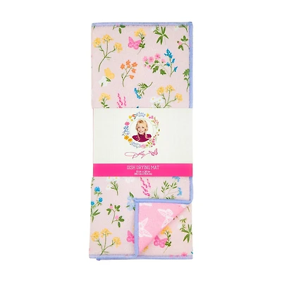 Dolly Parton Pink Floral Drying Mat, 15x20 in