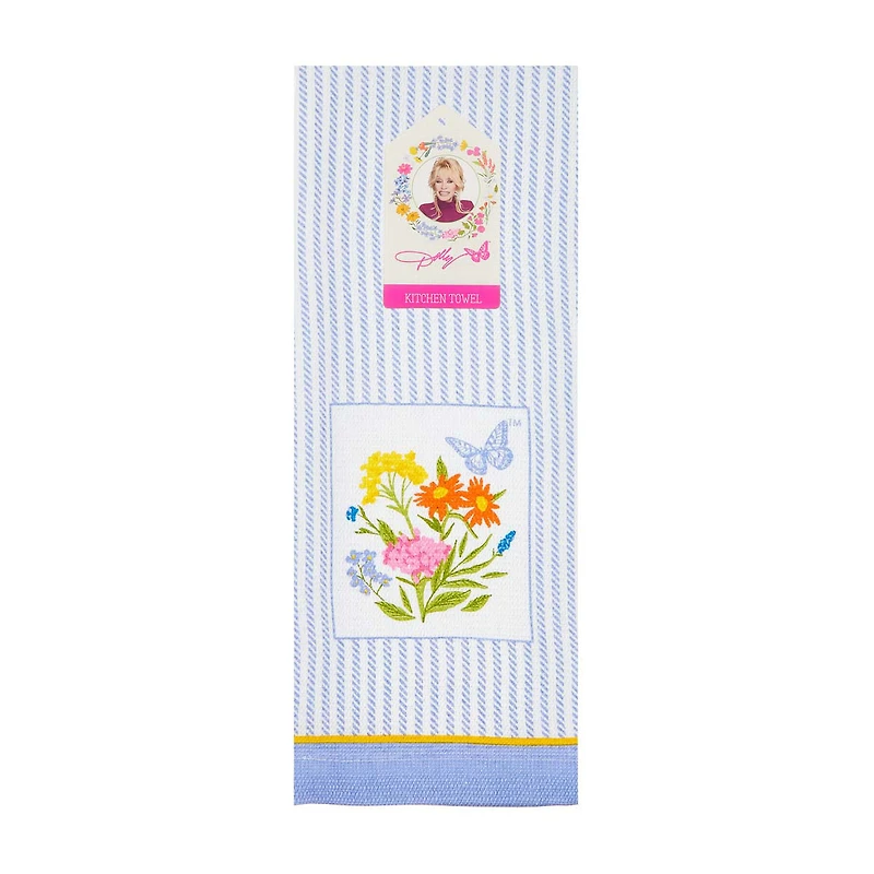 Dolly Parton Striped Flower Patch Kitchen Towel