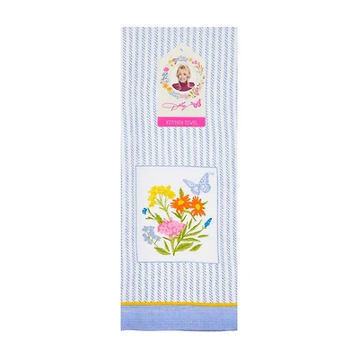 Dolly Parton Striped Flower Patch Kitchen Towel