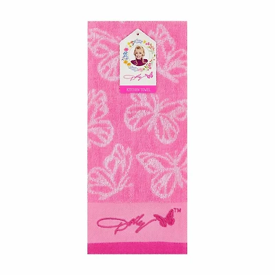 Dolly Parton Pink Butterflies Kitchen Towel