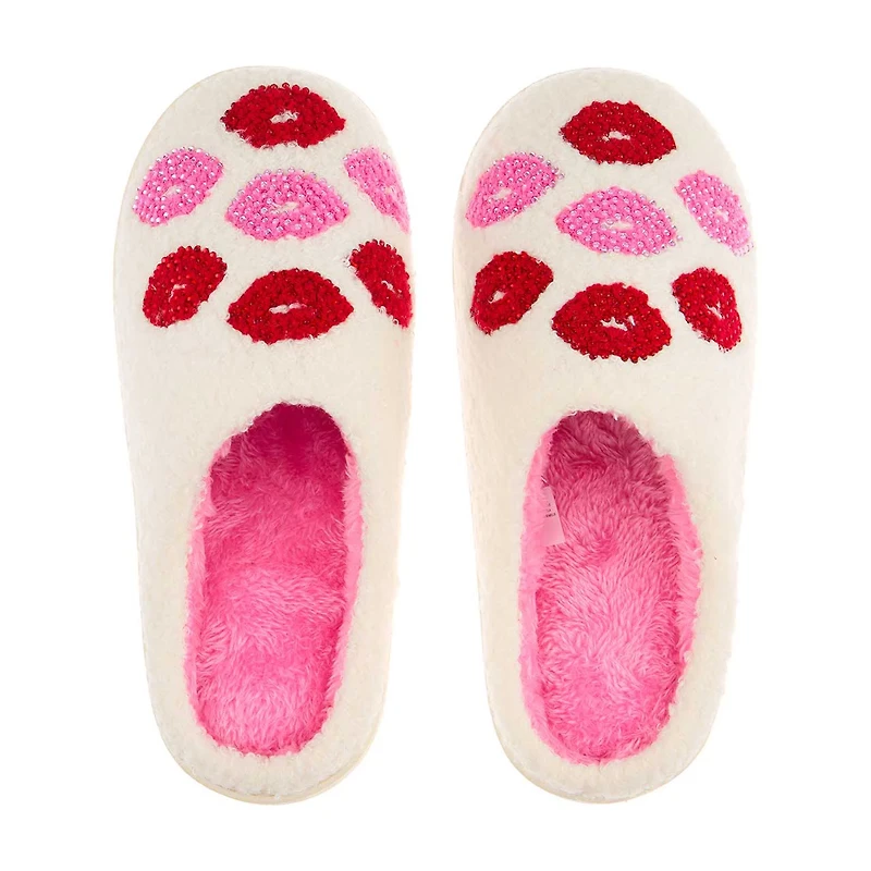 Rhinestone Lips Slippers, Medium