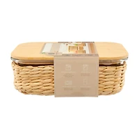 Rectangle Seagrass Glass Food Storage, 51 oz