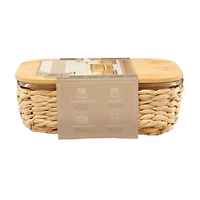 Rectangle Seagrass Glass Food Storage, 21 oz