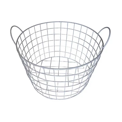 Metal Wire Round Taper Basket with Handles, Medium