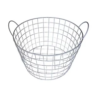 Metal Wire Round Taper Basket with Handles, Medium
