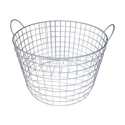 Metal Wire Round Taper Basket with Handles, Large