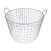 Metal Wire Round Taper Basket with Handles, Large