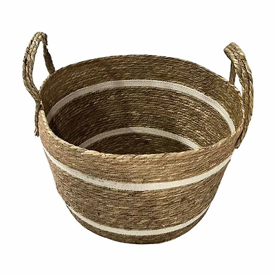 Woven Round Seagrass 2-Tone Basket, Large