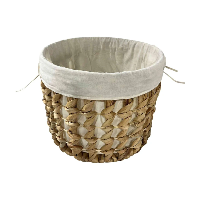 Water Hyacinth Basket with Cloth Lining, Medium