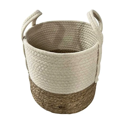 Fabric Rope 2-Tone Basket with Handles, Medium