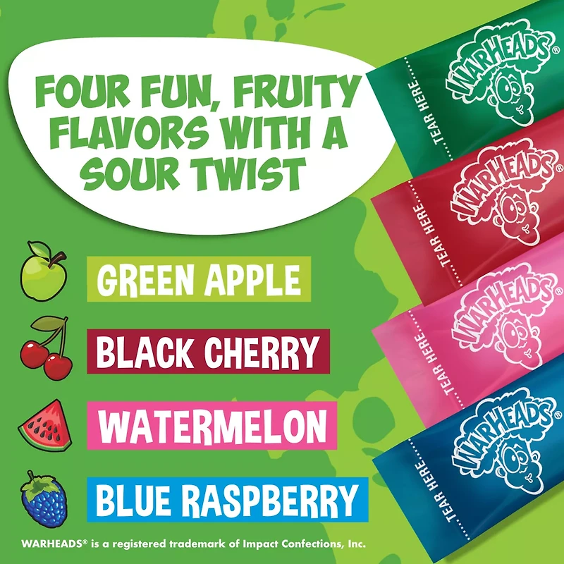 Warheads Sour! Drink Mix Sticks, Zero Sugar Variety Pack, 30 ct