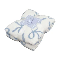 Bow Printed Cozy Polyester Knit Throw, 60 in x 50 in