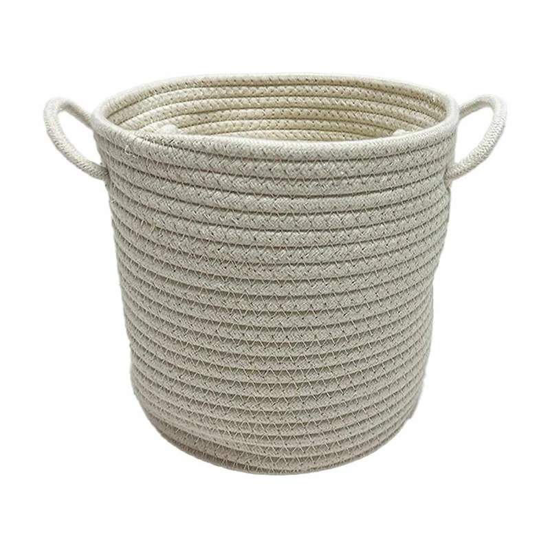 Cotton Rope Basket with Handles, White, Small