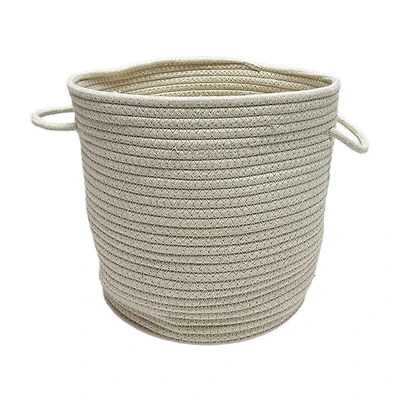 Cotton Rope Basket with Handles, White, Medium