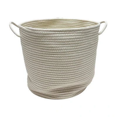 Cotton Rope Basket with Handles, White, Large