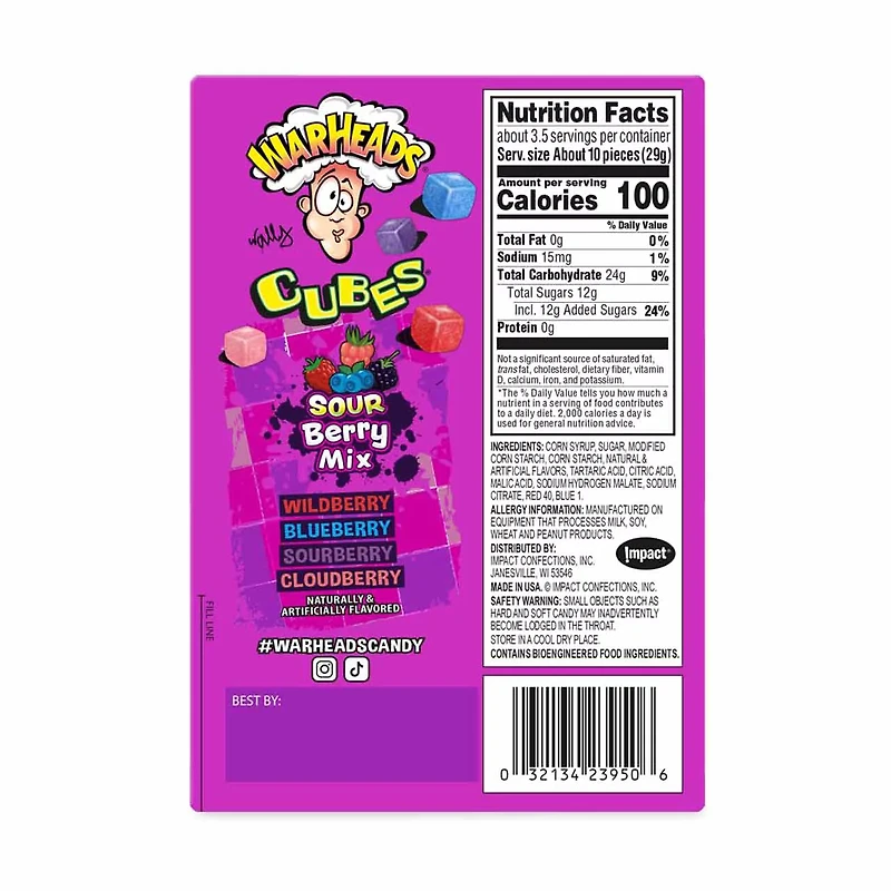 Warheads Berry Cubes Theater Box