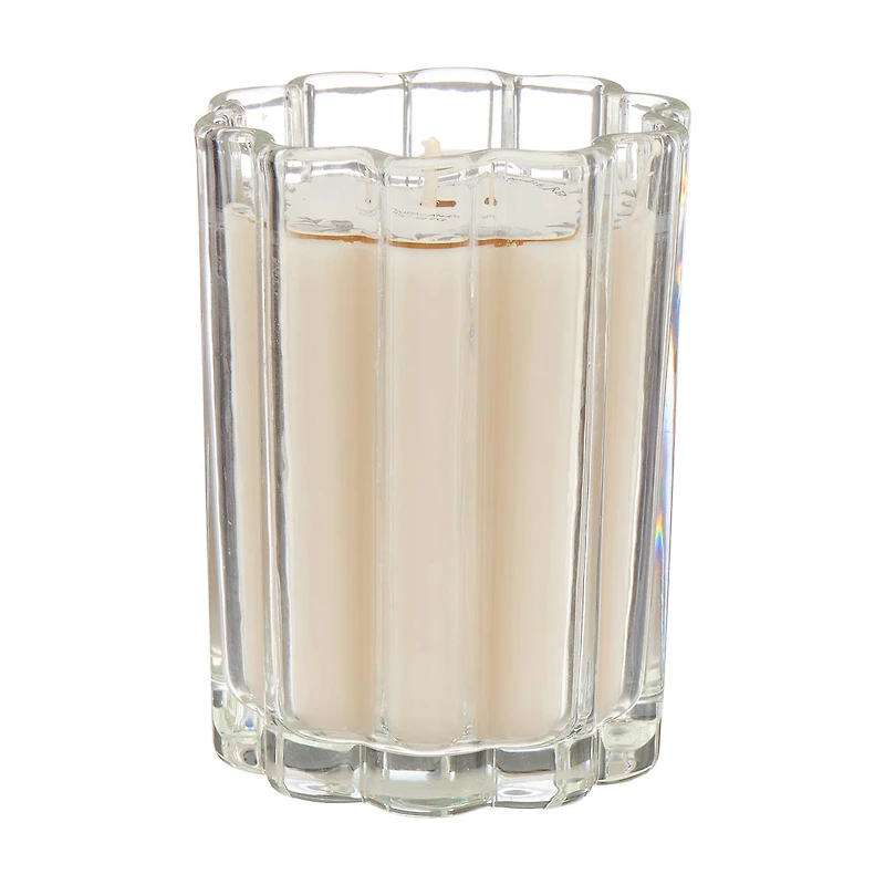 Glass Ribbed Candle, Mandarin, 8 oz