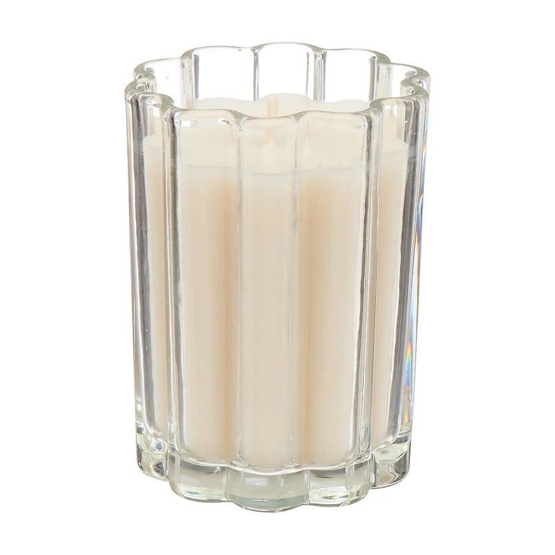 Glass Ribbed Candle, Mandarin, 8 oz