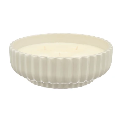 Ceramic Ribbed Dish Candle, 34 oz