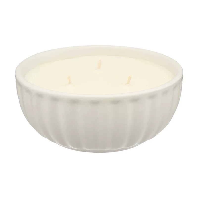 Ceramic Ribbed Bowl Candle, Lemon, 15 oz